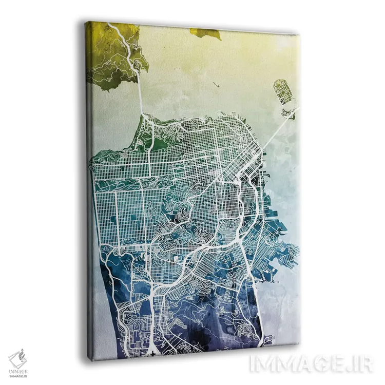 تابلو انتزاعی California, USA,نقشه گرباورها سان فرانسیسکو، کالیفرنیا، آمری… اثر مایکل تامپست - نمای پرسپکتیو محصول