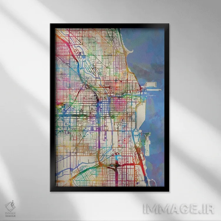 تابلو انتزاعی Illinois, USA,شیکاگو، ایلینوی، آمریکا اثر مایکل تامپست - نمای قابدار مشکی