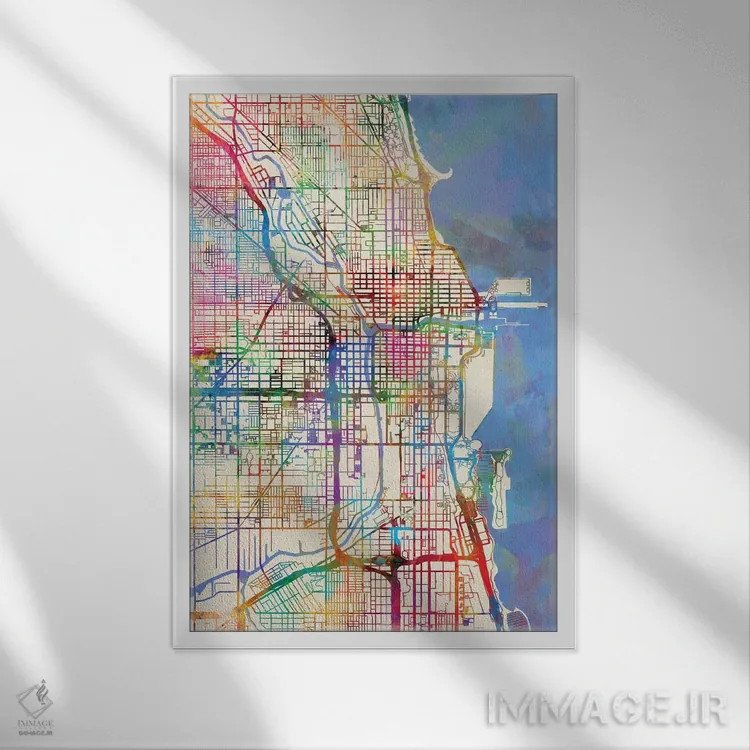 تابلو انتزاعی Illinois, USA,شیکاگو، ایلینوی، آمریکا اثر مایکل تامپست - نمای قابدار سفید