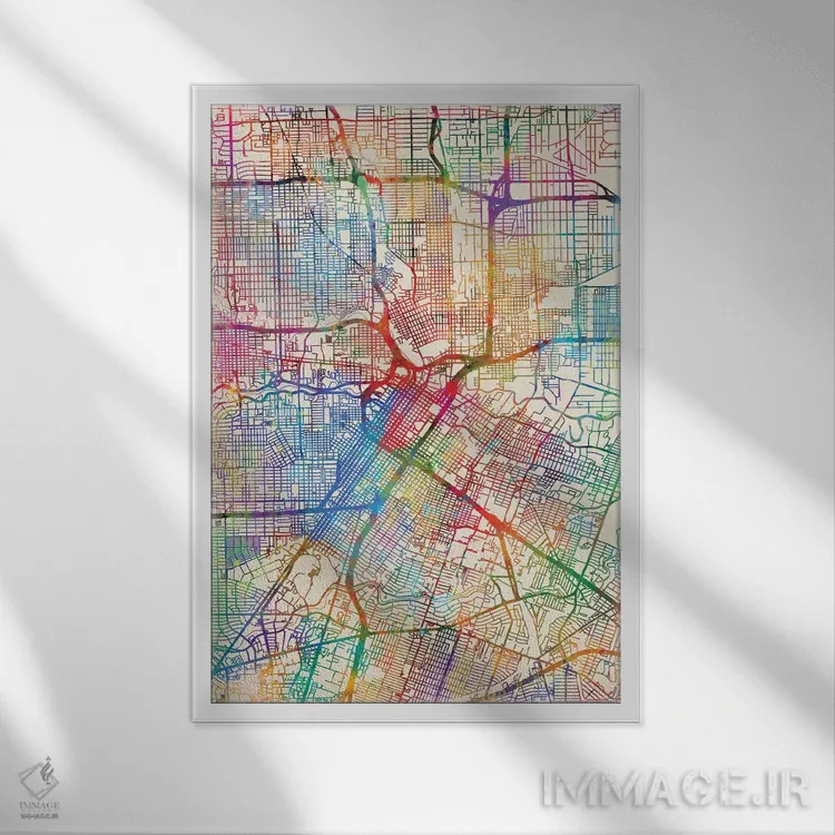 تابلو انتزاعی Texas, USA,هیوستون، تگزاس، آمریکا اثر مایکل تامپست - نمای قابدار سفید