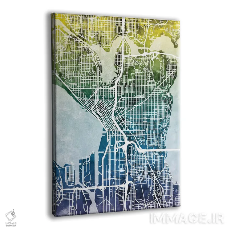 تابلو انتزاعی Washington, USA,نقشه گرباورها سیاتل، واشینگتن، آمریکا اثر مایکل تامپست - نمای پرسپکتیو محصول