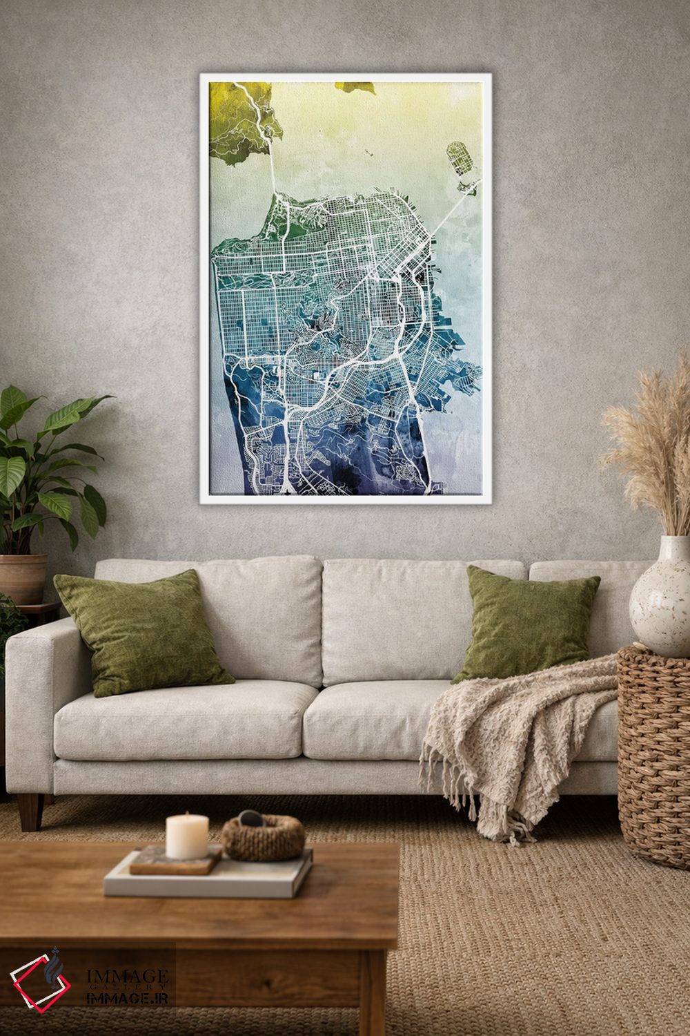 تابلو انتزاعی California, USA,نقشه گرباورها سان فرانسیسکو، کالیفرنیا، آمری… اثر مایکل تامپست - D1W