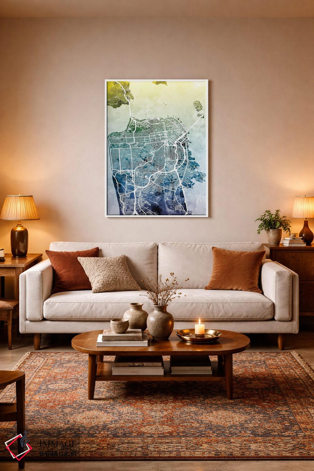 تابلو انتزاعی California, USA,نقشه گرباورها سان فرانسیسکو، کالیفرنیا، آمری… اثر مایکل تامپست - D2W