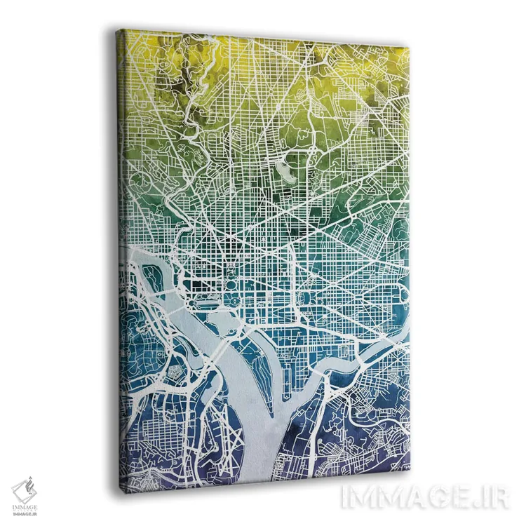 تابلو انتزاعی D.C., USA,نقشه گرباورها واشینگتن دی سی، آمریکا اثر مایکل تامپست - نمای پرسپکتیو محصول