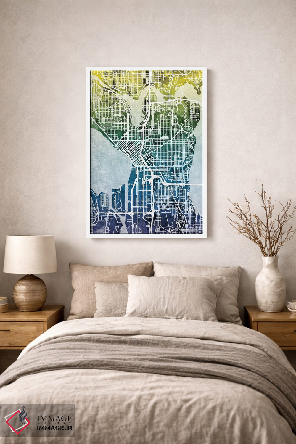 تابلو انتزاعی Washington, USA,نقشه گرباورها سیاتل، واشینگتن، آمریکا اثر مایکل تامپست - D1W