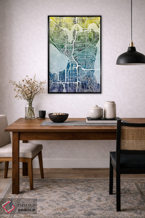 تابلو انتزاعی Washington, USA,نقشه گرباورها سیاتل، واشینگتن، آمریکا اثر مایکل تامپست - D5B