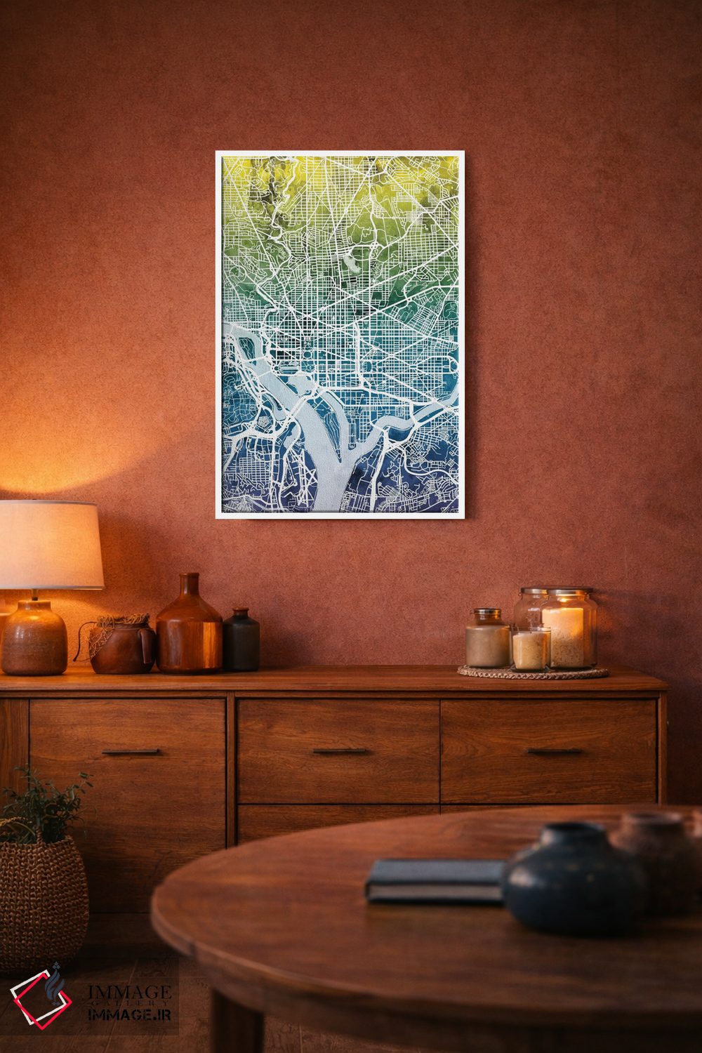 تابلو انتزاعی D.C., USA,نقشه گرباورها واشینگتن دی سی، آمریکا اثر مایکل تامپست - D3W