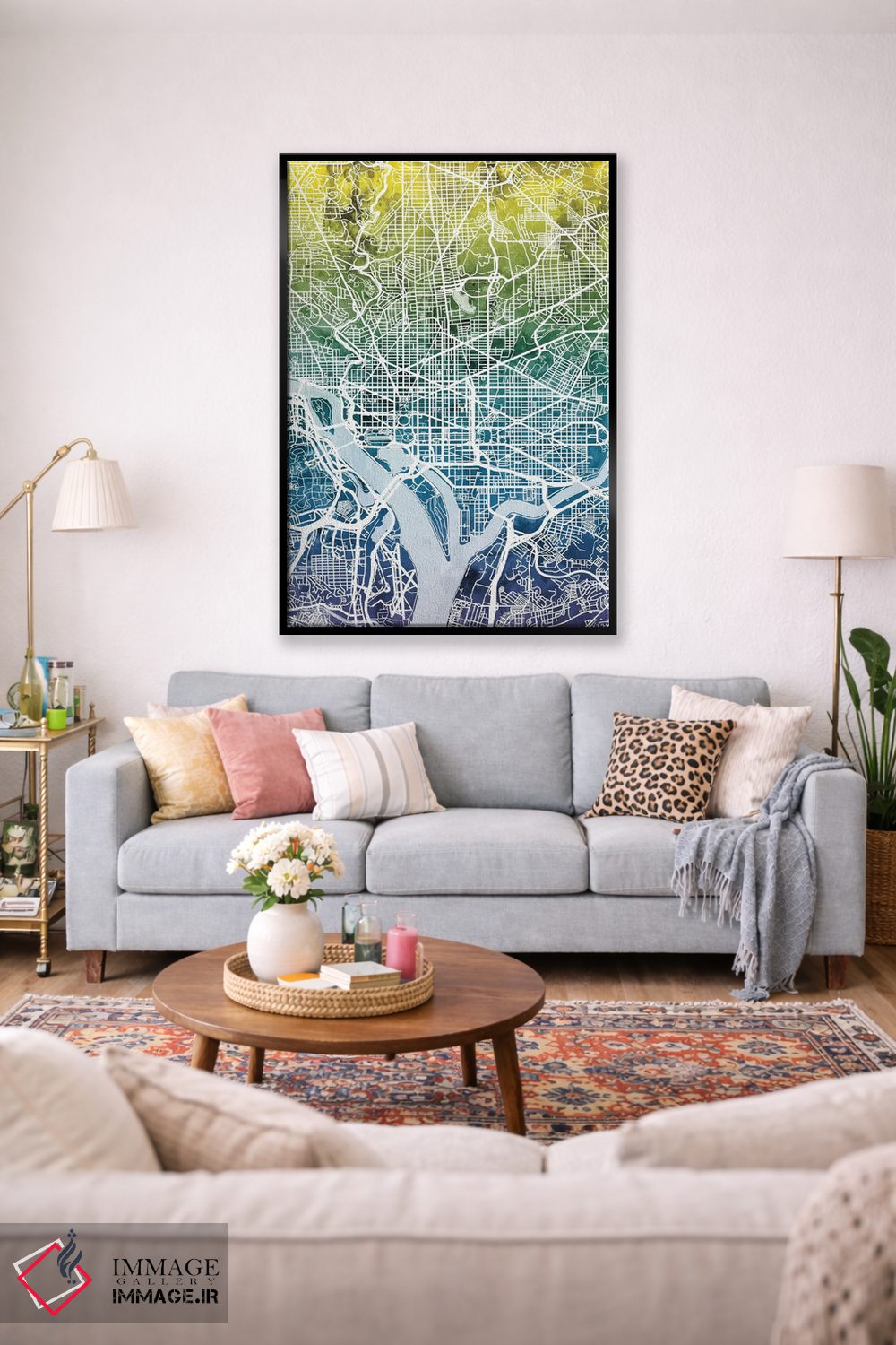 تابلو انتزاعی D.C., USA,نقشه گرباورها واشینگتن دی سی، آمریکا اثر مایکل تامپست - D1B