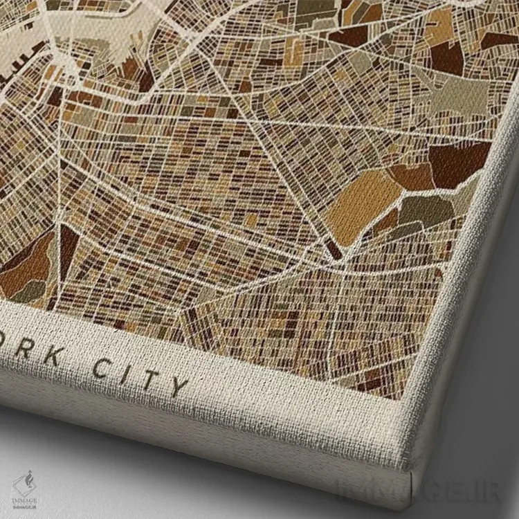 تابلو انتزاعی Browns, Vertical,نقشه خیابان های نیویورک سیتی، قهوه ای ها… اثر مایکل تامپست - نمای نزدیک بافت بوم
