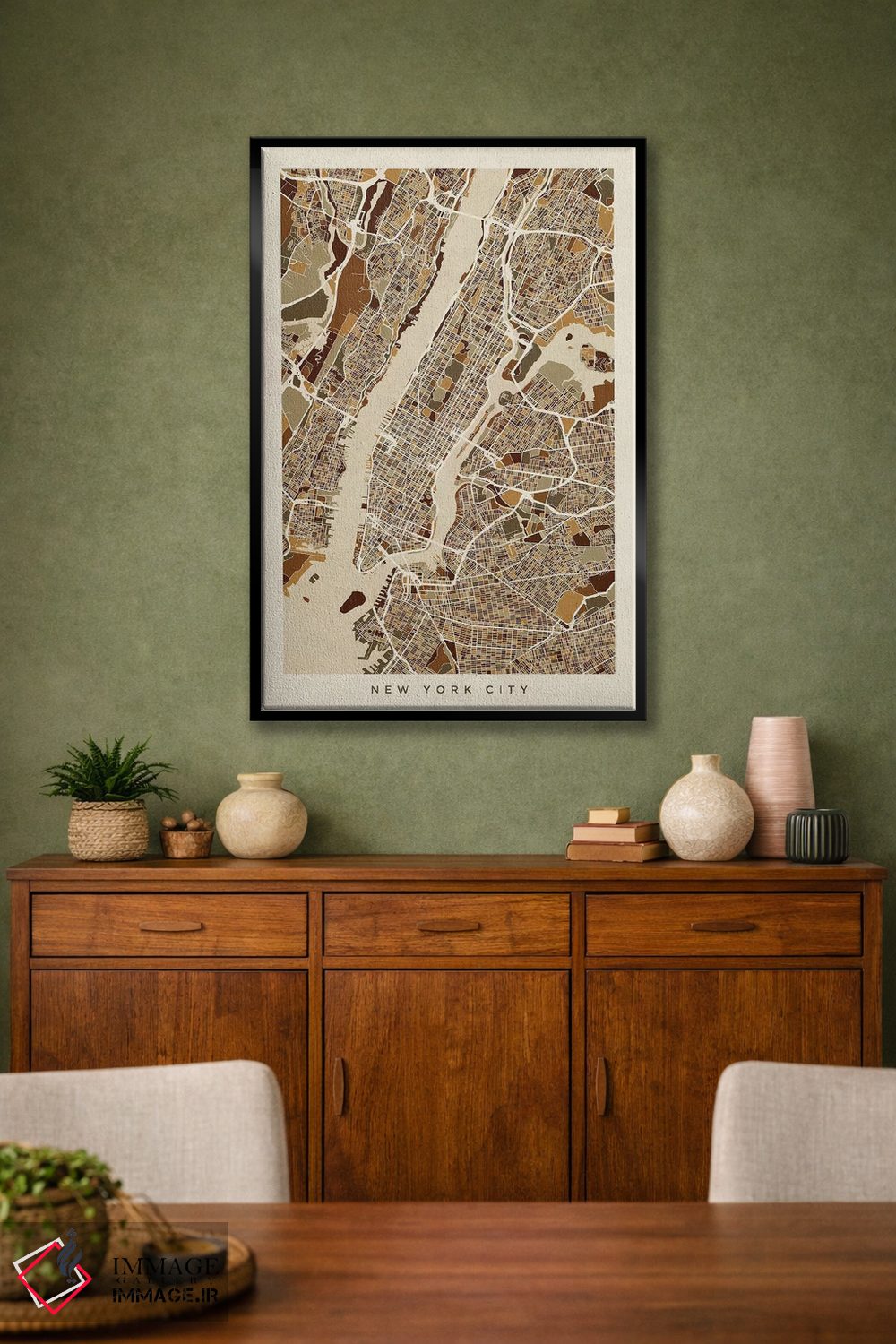 تابلو انتزاعی Browns, Vertical,نقشه خیابان های نیویورک سیتی، قهوه ای ها… اثر مایکل تامپست - D1B