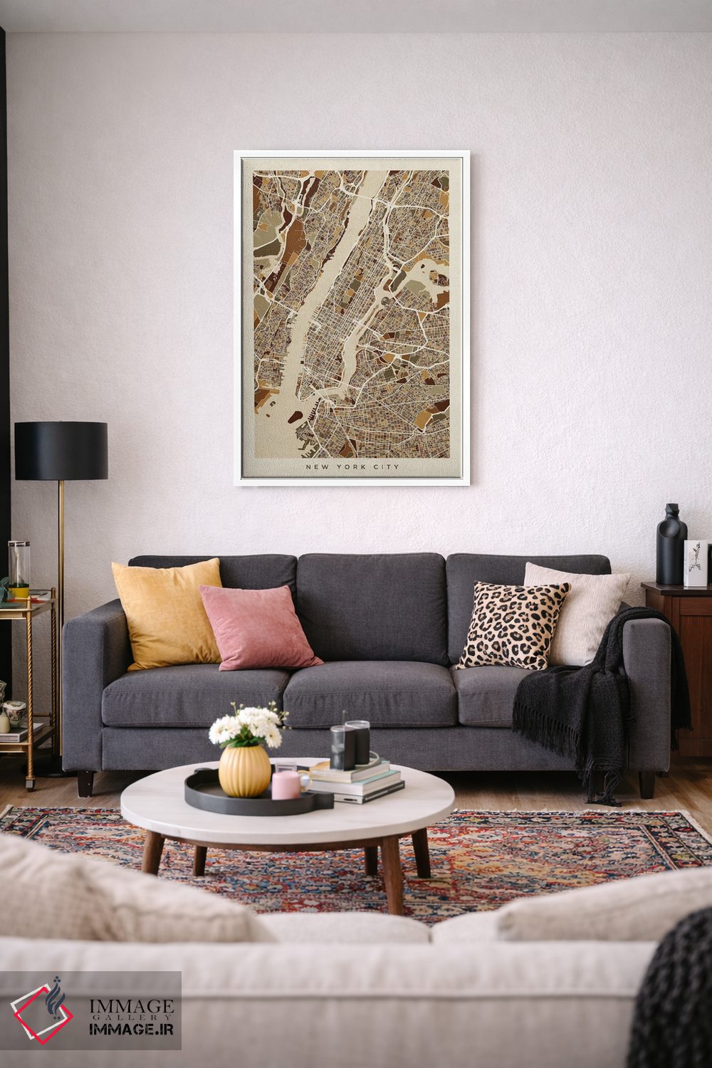 تابلو انتزاعی Browns, Vertical,نقشه خیابان های نیویورک سیتی، قهوه ای ها… اثر مایکل تامپست - D2W