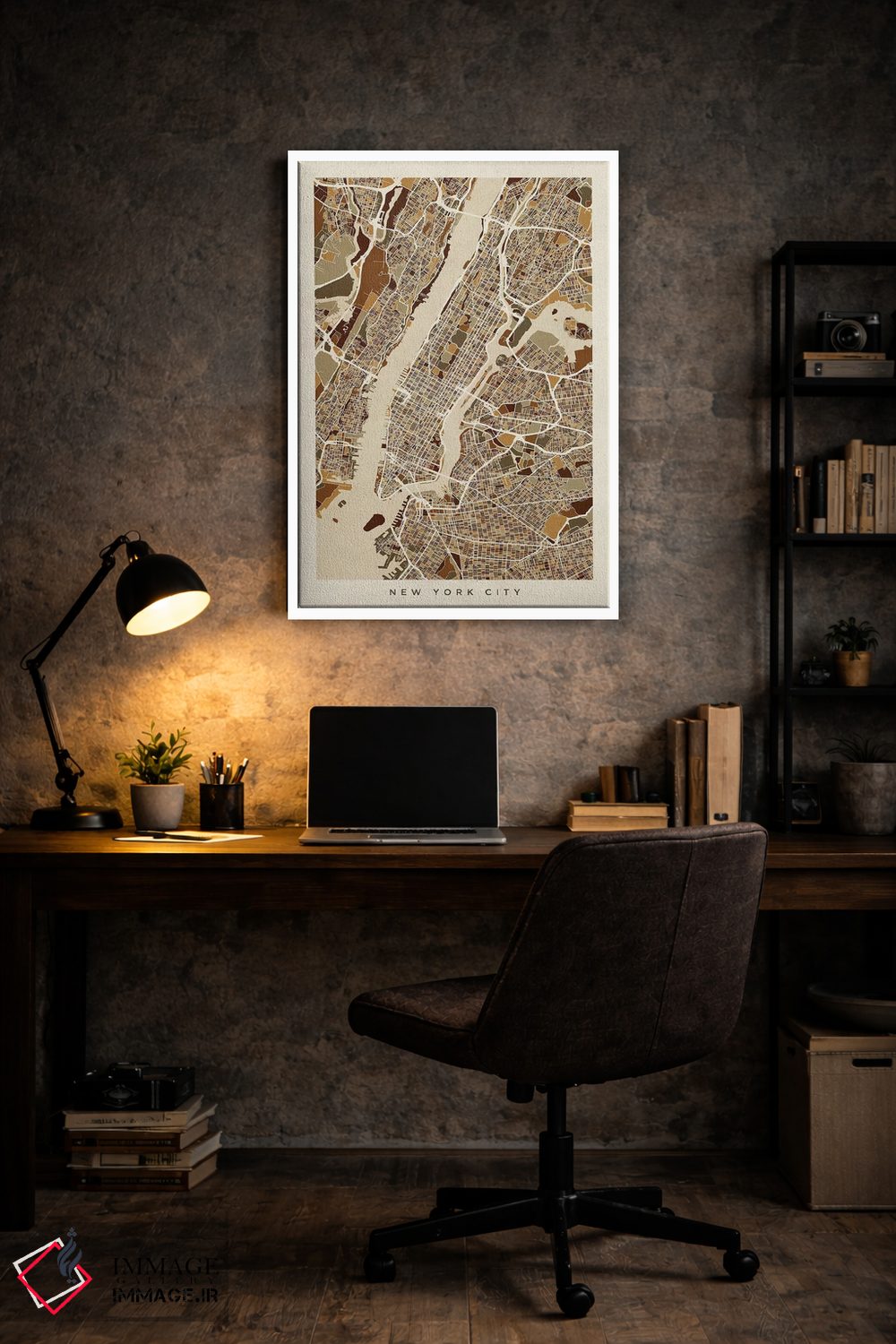 تابلو انتزاعی Browns, Vertical,نقشه خیابان های نیویورک سیتی، قهوه ای ها… اثر مایکل تامپست - D5W