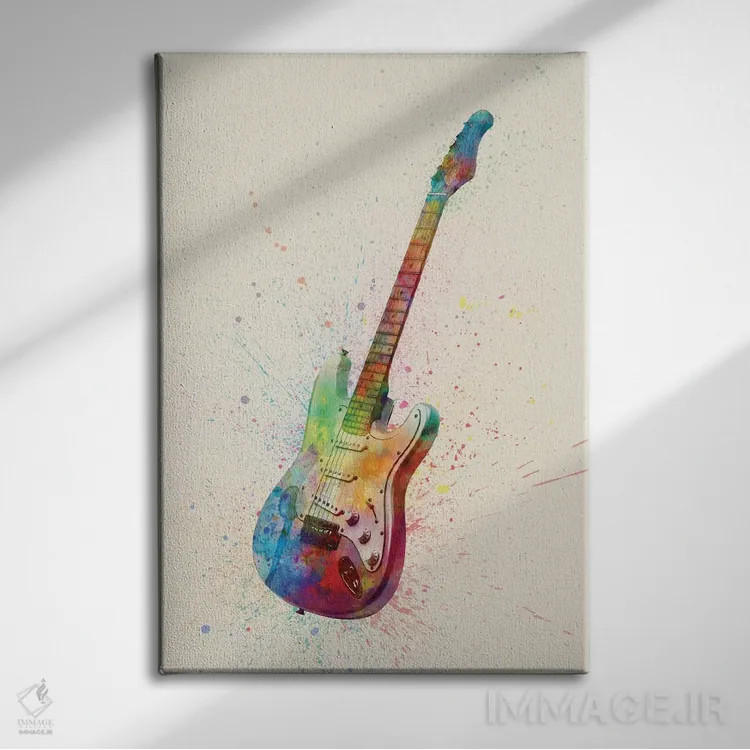 تابلو دکوراتیو گیتار الکتریک I اثر مایکل تامپست - نمای روبهرو روی دیوار
