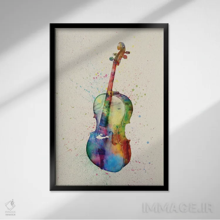 تابلو دکوراتیو ویولنسل اثر مایکل تامپست - نمای قابدار مشکی