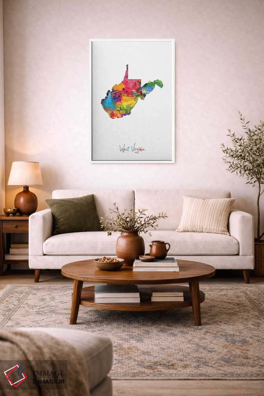 تابلو انتزاعی نقشه ایالت ویرجینیای غربی اثر مایکل تامپست - D3W