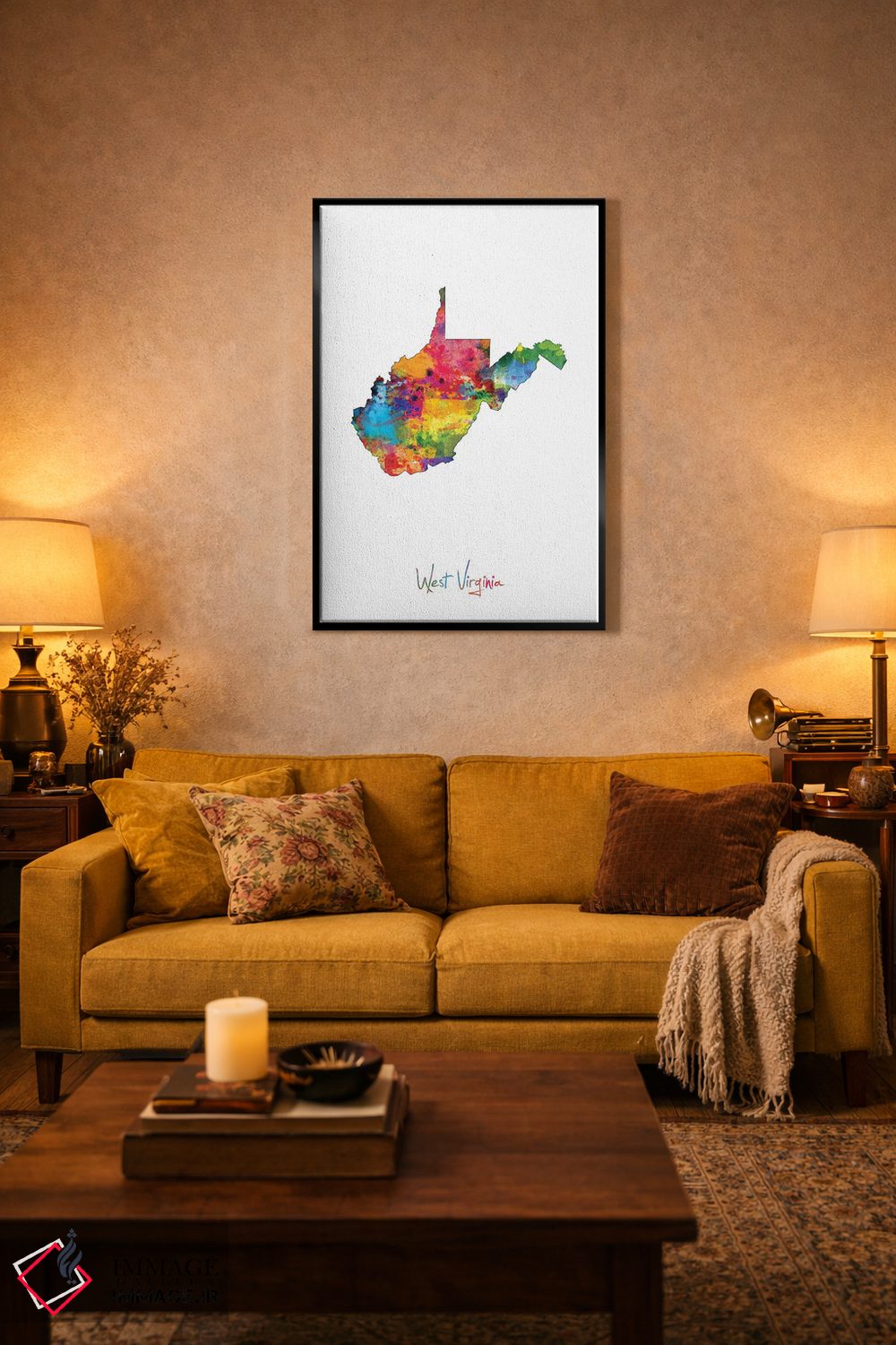 تابلو انتزاعی نقشه ایالت ویرجینیای غربی اثر مایکل تامپست - D4B