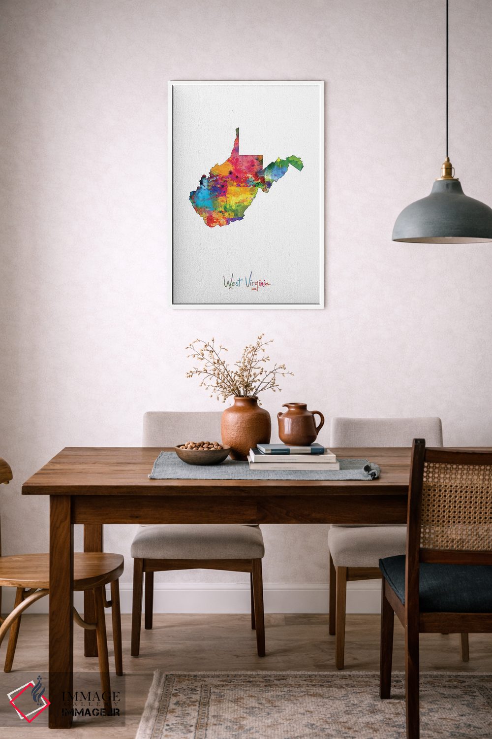 تابلو انتزاعی نقشه ایالت ویرجینیای غربی اثر مایکل تامپست - D6W