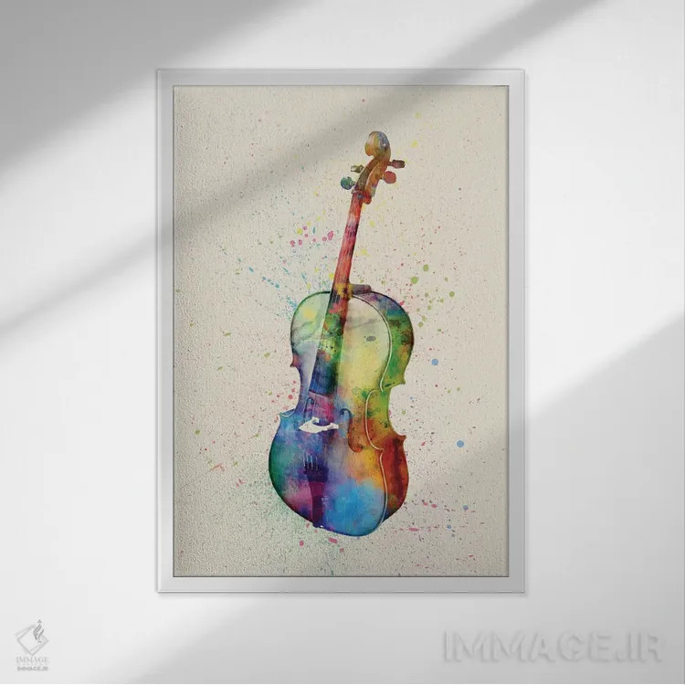 تابلو دکوراتیو ویولنسل اثر مایکل تامپست - نمای قابدار سفید