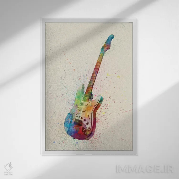تابلو دکوراتیو گیتار الکتریک I اثر مایکل تامپست - نمای قابدار سفید