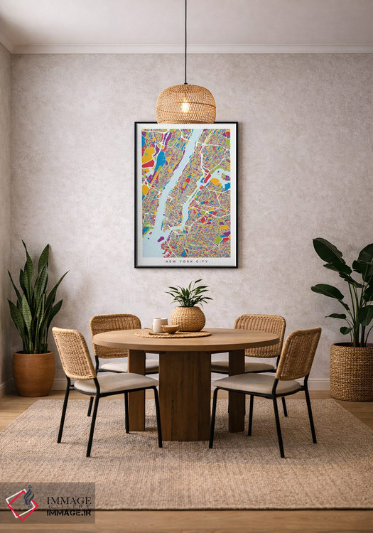 تابلو انتزاعی نقشه خیابان های نیویورک سیتی قدی و رنگارنگ اثر مایکل تامپست - D4B