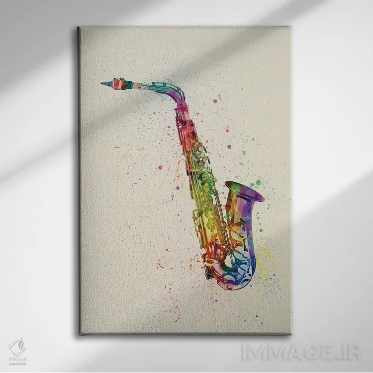 تابلو دکوراتیو ساکسوفون اثر مایکل تامپست - نمای روبهرو روی دیوار