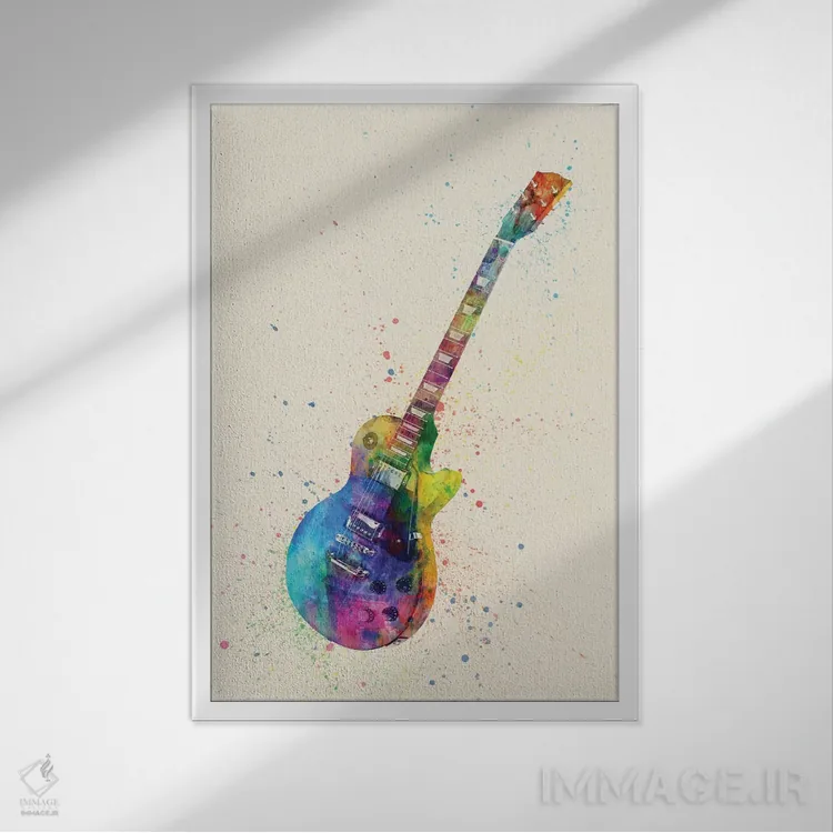 تابلو دکوراتیو گیتار الکتریک II اثر مایکل تامپست - نمای قابدار سفید
