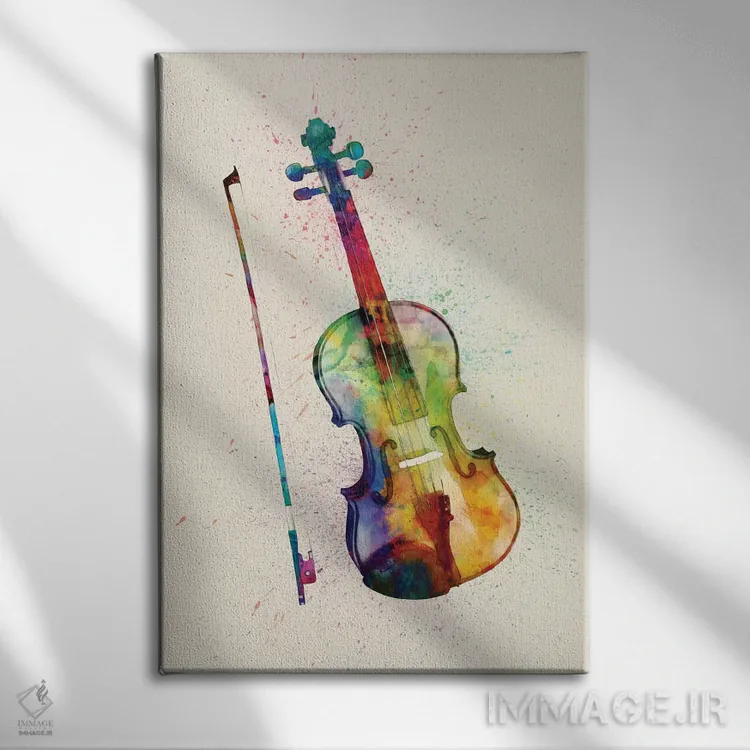 تابلو دکوراتیو ویولن اثر مایکل تامپست - نمای روبهرو روی دیوار