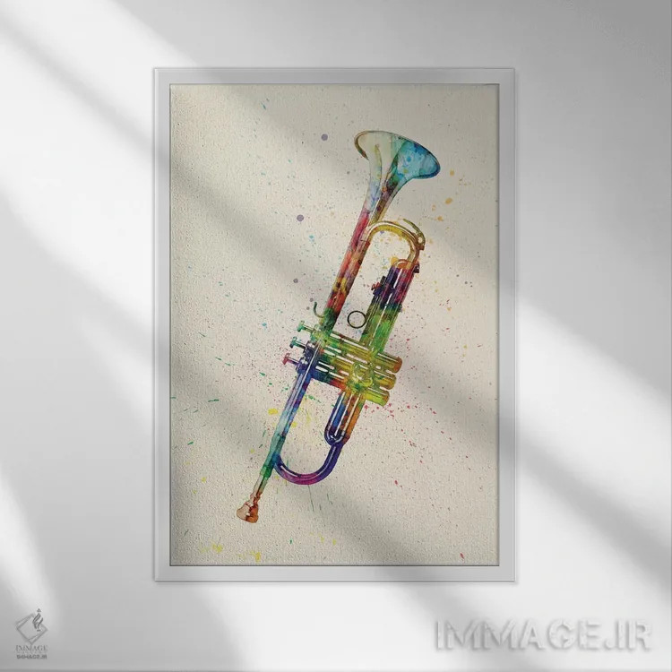 تابلو دکوراتیو ترومپت اثر مایکل تامپست - نمای قابدار سفید