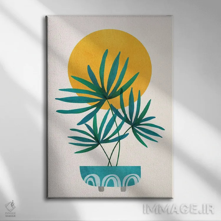 تابلو مدرن نخل کوچک اثر مدرن تروپیکال - نمای روبهرو روی دیوار