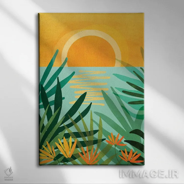 تابلو مدرن نواحی گرمسیری آرام اثر مدرن تروپیکال - نمای روبهرو روی دیوار