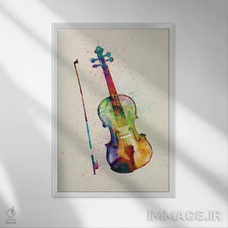 تابلو دکوراتیو ویولن اثر مایکل تامپست - نمای قابدار سفید