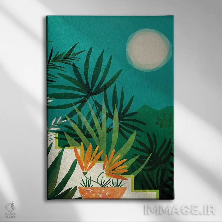 تابلو مدرن مهتاب گرمسیری اثر مدرن تروپیکال - نمای روبهرو روی دیوار