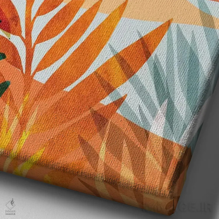 تابلو مدرن باغ طلایی یونانی اثر مدرن تروپیکال - نمای نزدیک بافت بوم