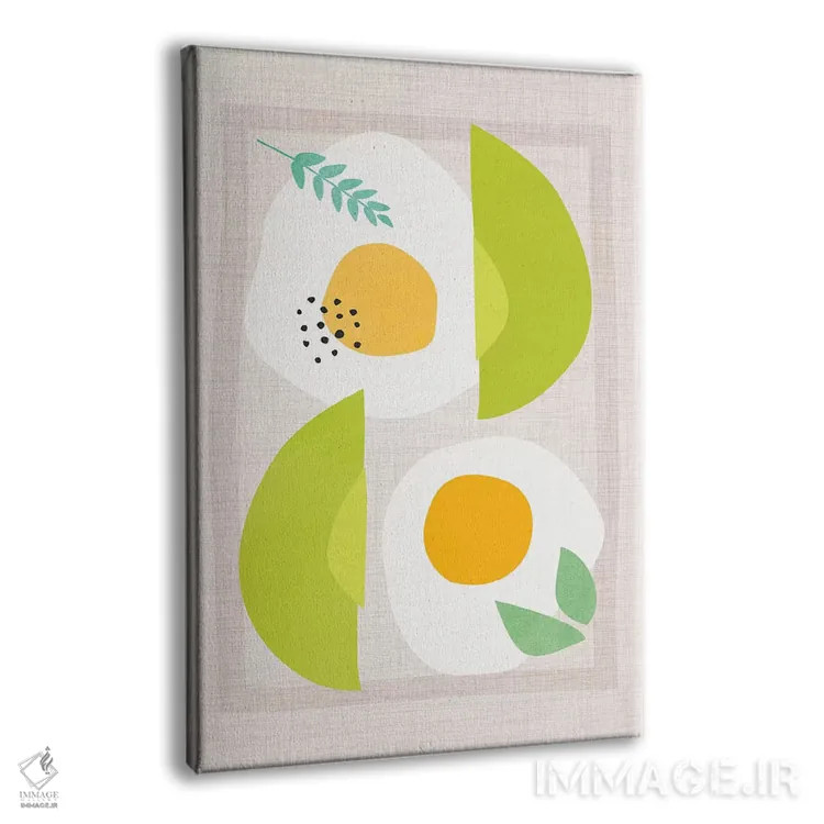 تابلو مینیمال آووکادو و تخم مرغ اثر مدرن تروپیکال - نمای پرسپکتیو محصول