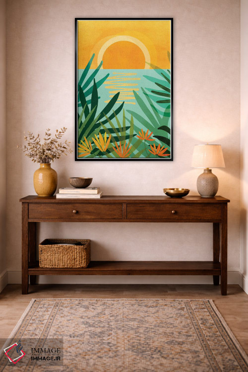 تابلو مدرن نواحی گرمسیری آرام اثر مدرن تروپیکال - D3B