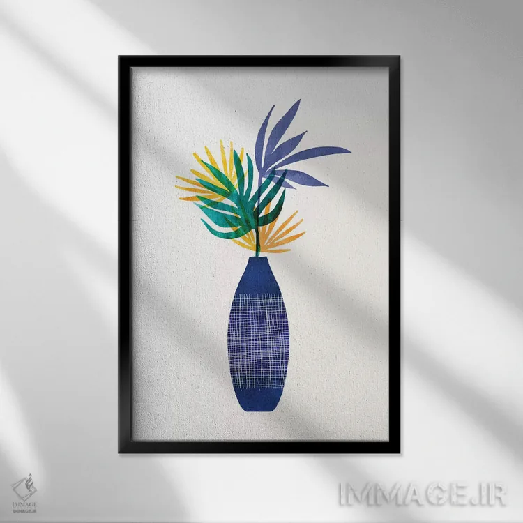 تابلو مدرن سبزیجات گرمسیری مدرن و درخشان اثر مدرن تروپیکال - نمای قابدار مشکی