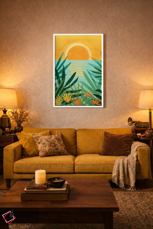 تابلو مدرن نواحی گرمسیری آرام اثر مدرن تروپیکال - D1W
