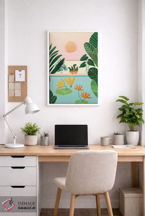 تابلو مدرن طلوع شانگری-لا اثر مدرن تروپیکال - D3W