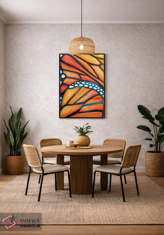 تابلو دکوراتیو پروانه انتزاعی اثر مدرن تروپیکال - D3B