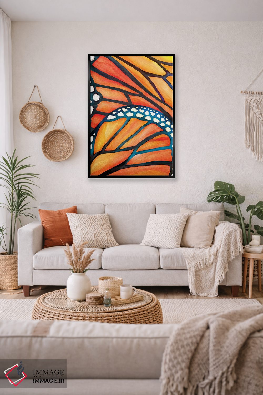 تابلو دکوراتیو پروانه انتزاعی اثر مدرن تروپیکال - D2B