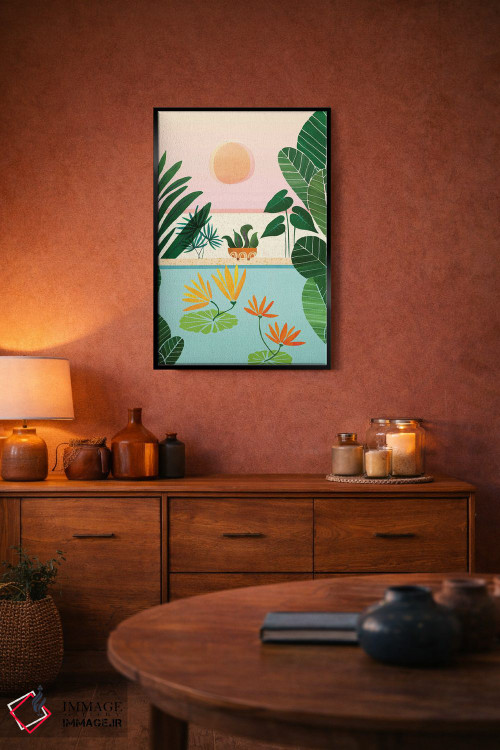تابلو مدرن طلوع شانگری-لا اثر مدرن تروپیکال - D4B