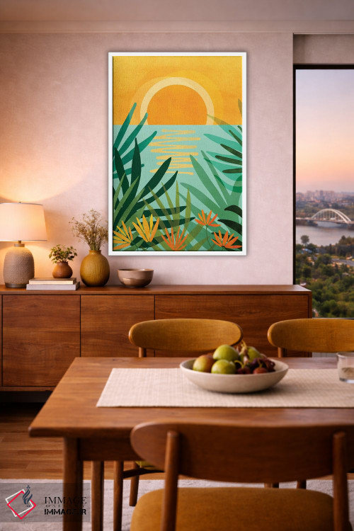 تابلو مدرن نواحی گرمسیری آرام اثر مدرن تروپیکال - D6W