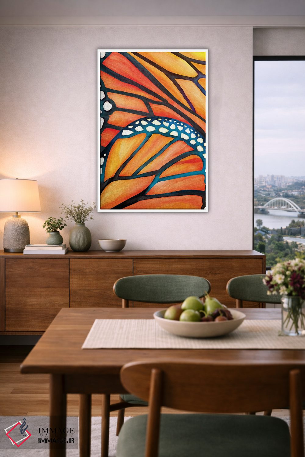 تابلو دکوراتیو پروانه انتزاعی اثر مدرن تروپیکال - D5W