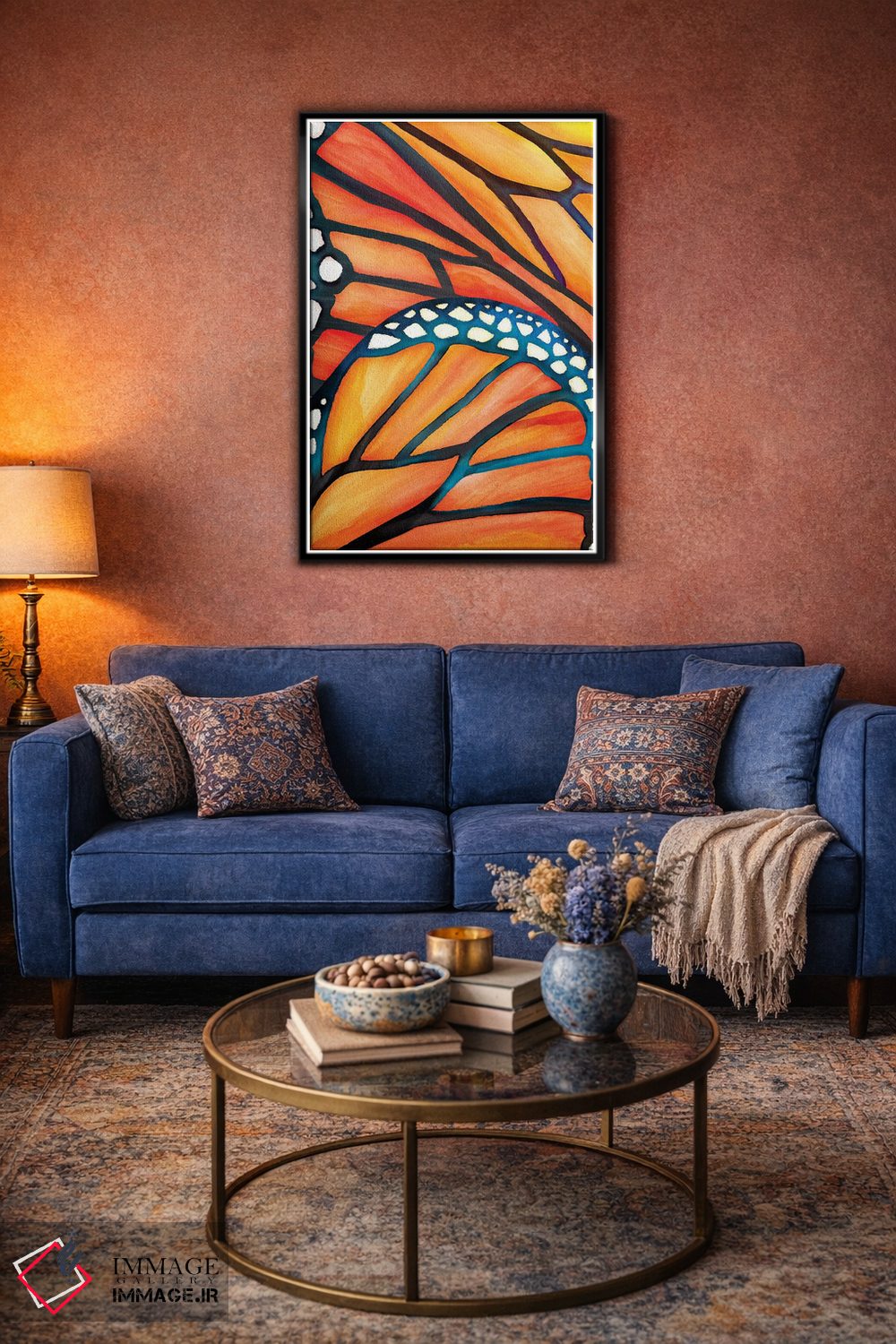 تابلو دکوراتیو پروانه انتزاعی اثر مدرن تروپیکال - D4B