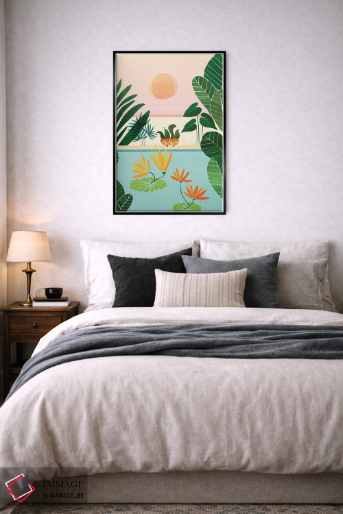 تابلو مدرن طلوع شانگری-لا اثر مدرن تروپیکال - D5B
