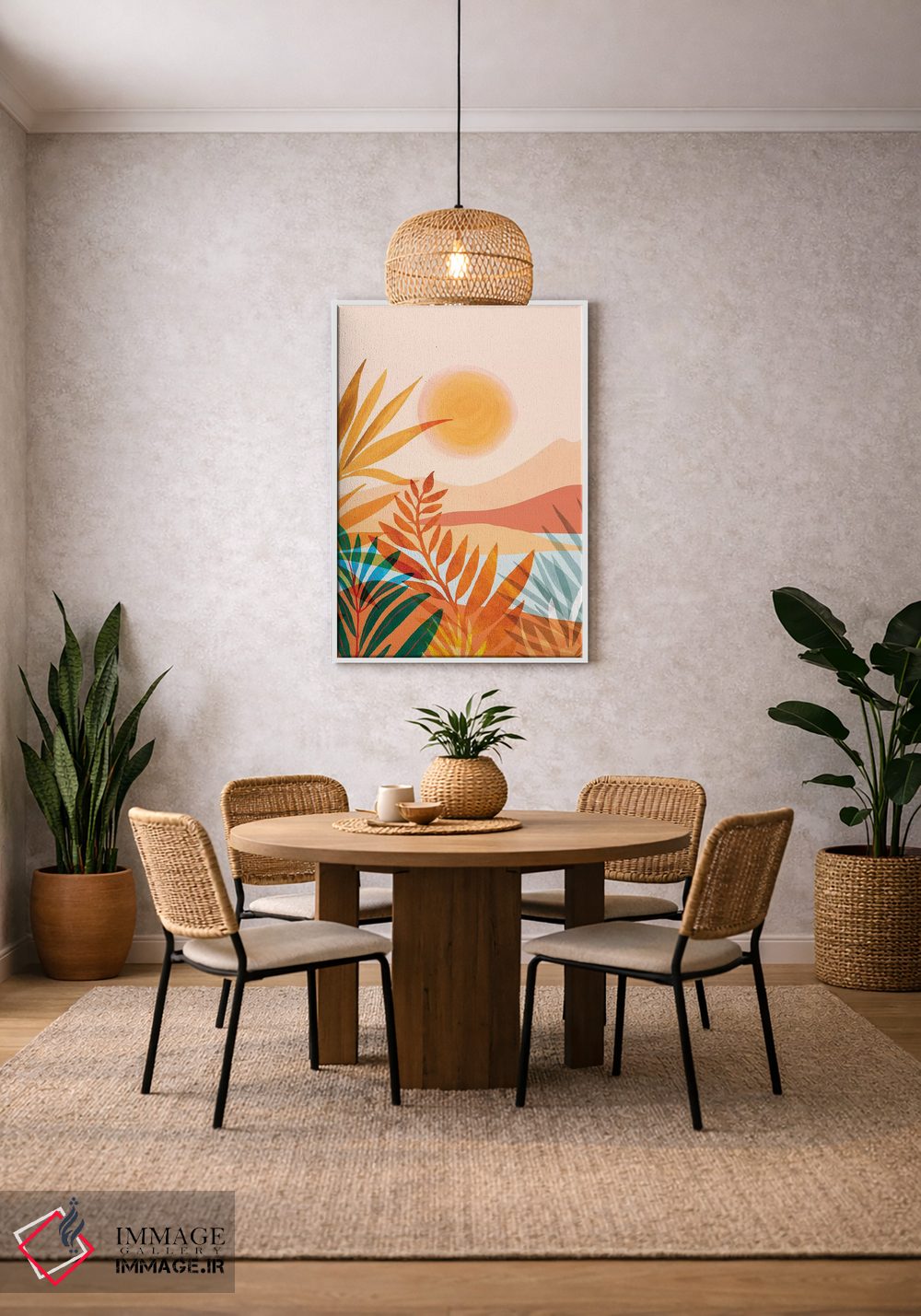 تابلو مدرن باغ طلایی یونانی اثر مدرن تروپیکال - D2W