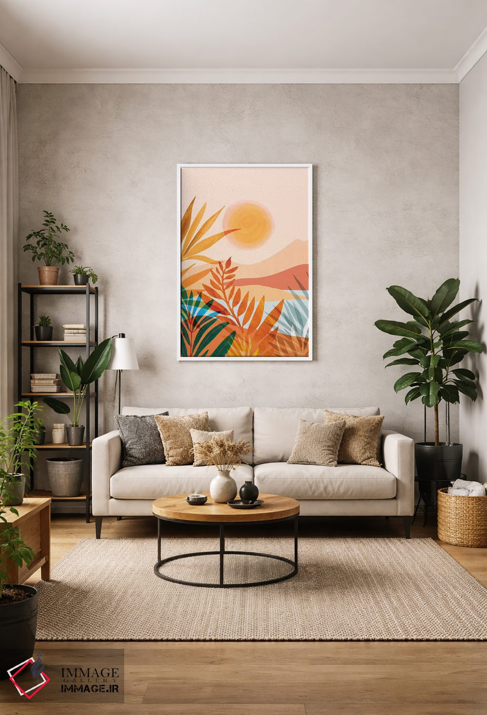 تابلو مدرن باغ طلایی یونانی اثر مدرن تروپیکال - D1W