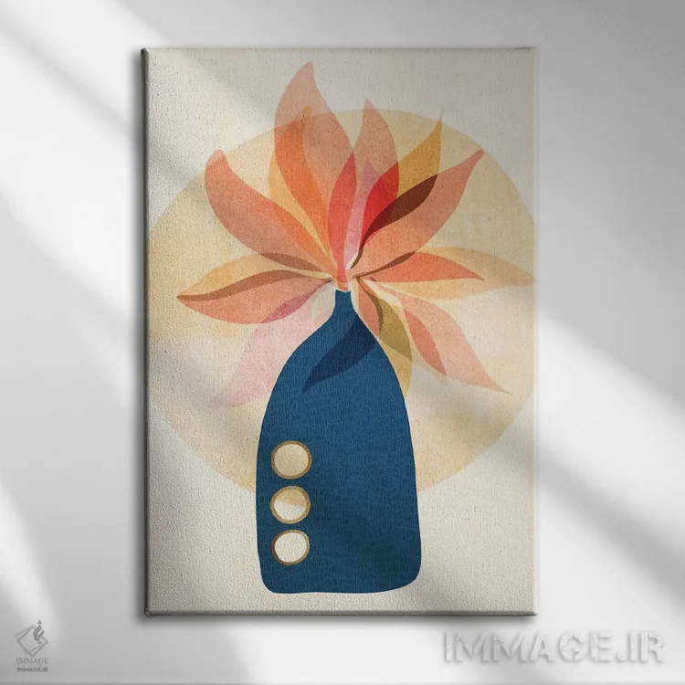 تابلو مینیمال دسته گل فصلی اثر مدرن تروپیکال - نمای روبهرو روی دیوار