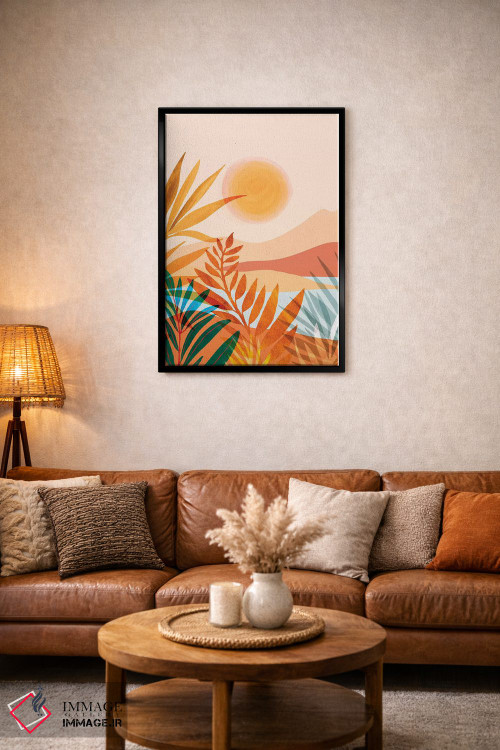 تابلو مدرن باغ طلایی یونانی اثر مدرن تروپیکال - D3B