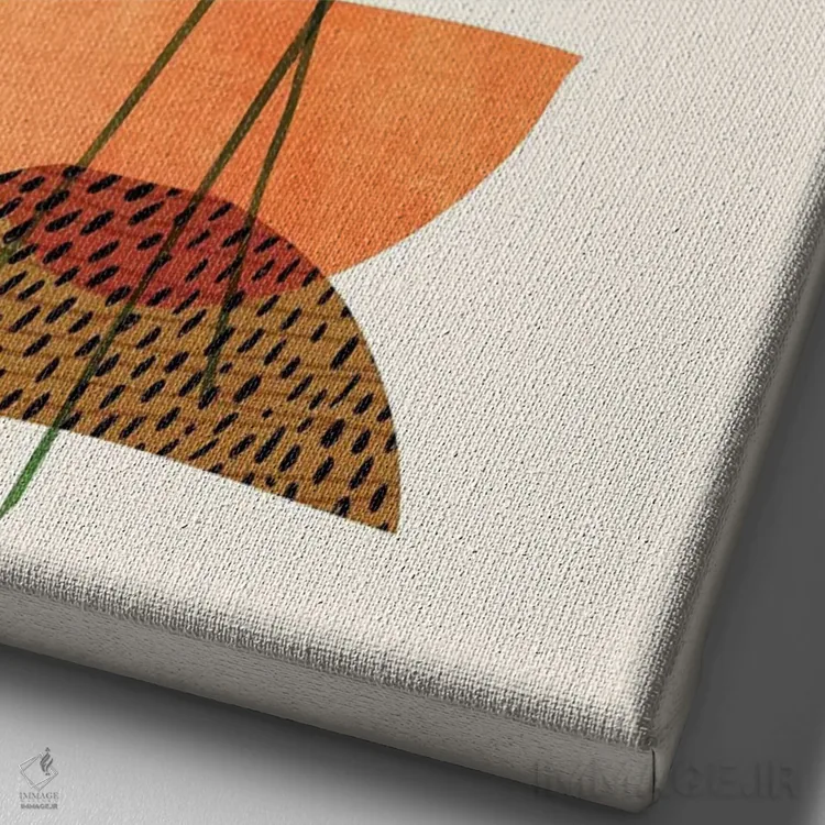 تابلو مینیمال باغ غروب رترو اثر مدرن تروپیکال - نمای نزدیک بافت بوم